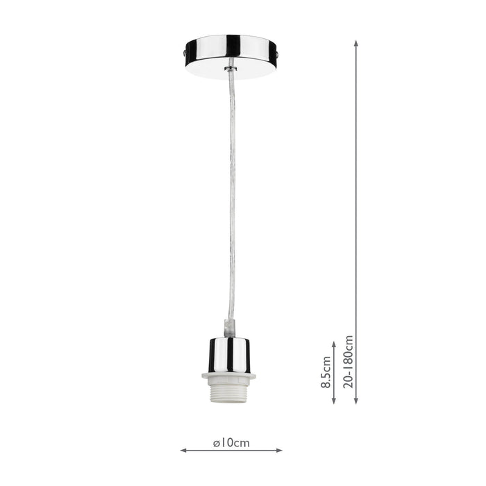 Dar Lighting 1 Light Polished Chrome E27 Suspension With Clear Cable • SP65
