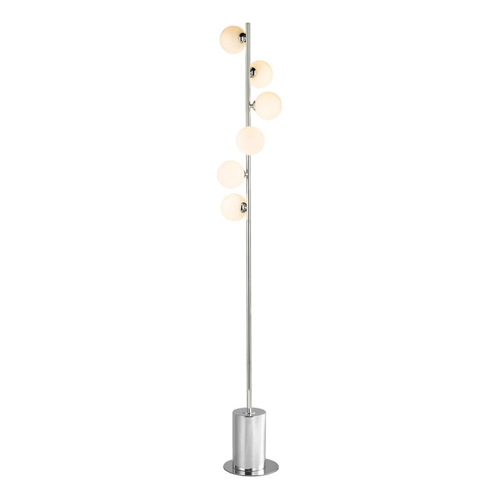 Dar Lighting Spiral 6 Light Floor Lamp Polished Chrome Opal Glass • SPI4950-02
