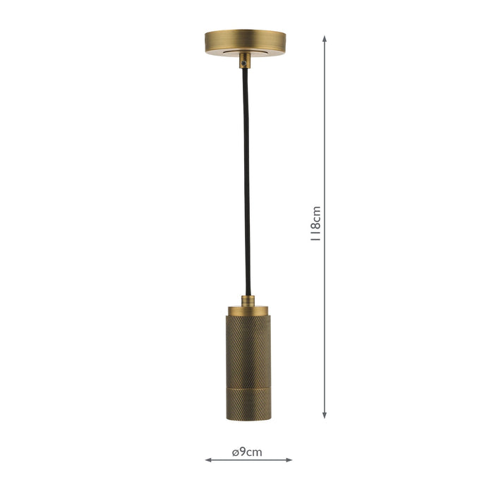 Dar Lighting 1 Light Knurled Brass E27 Suspension • SPK0140