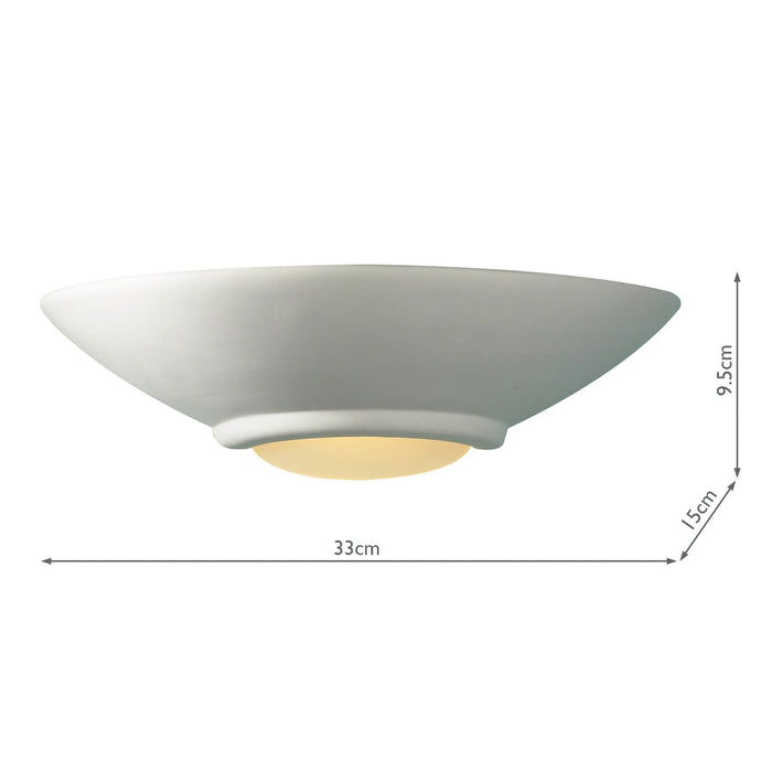 Dar Lighting Stella Wall Light White Unglazed Ceramic Glass • STE0748