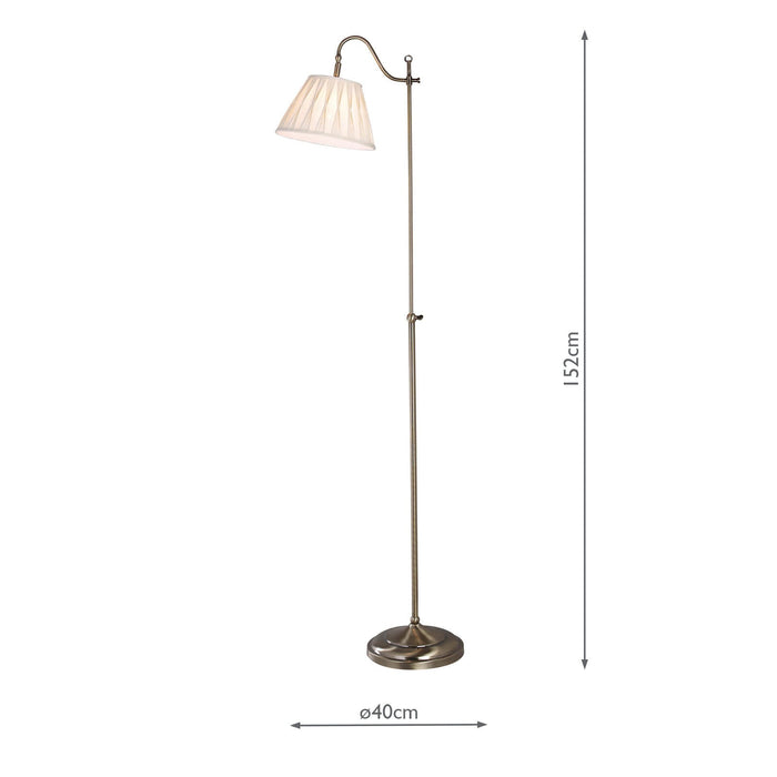 Dar Lighting Suffolk Rise & Fall Floor Lamp Antique Brass With Shade • SUF4975-X