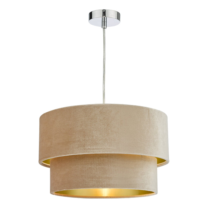 Dar Lighting Suvan Easy Fit Tired Velvet Shade Taupe With Gold Lining • SUV8601