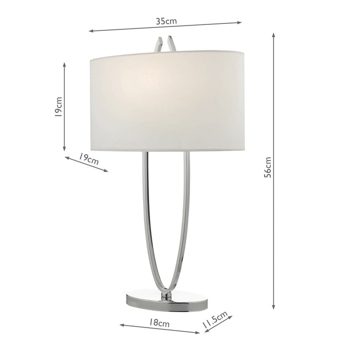 Dar Lighting Utara Table Lamp Polished Chrome With Shade • UTA4250
