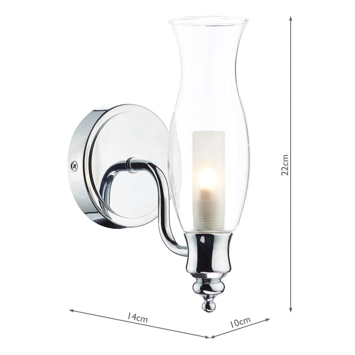 Dar Lighting Vestry Bathroom Wall Light Polished Chrome Glass IP44 • VES0750