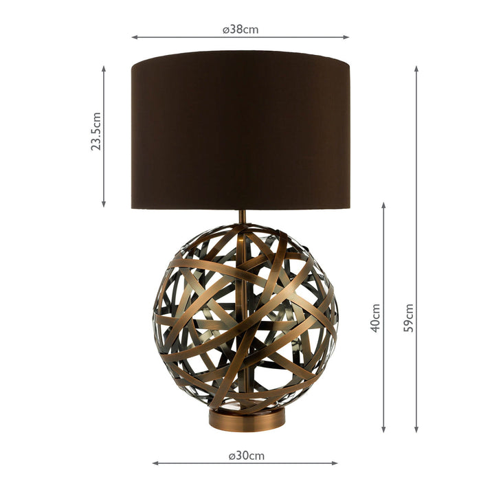 Dar Lighting Voyage Table Lamp Antique Copper With Shade • VOY4264