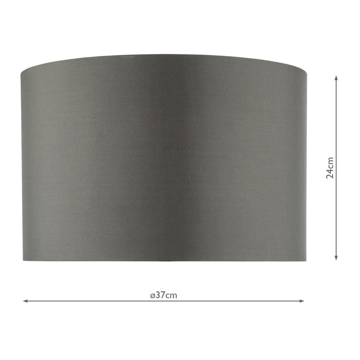 Dar Lighting Zeya Grey Faux Silk Drum Shade 37cm • ZEY1439