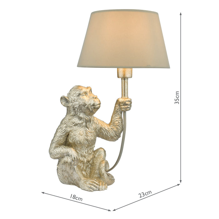 Dar Lighting Zira Monkey Table Lamp Silver With Shade • ZIR4232