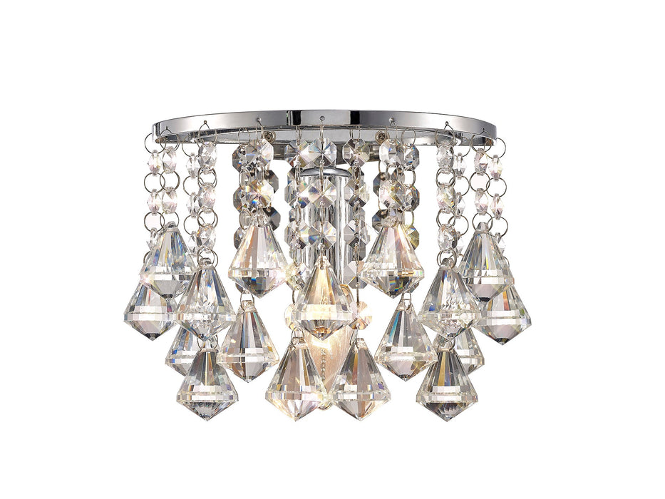 Deco Acton Wall Lamp 1 Light E14 Switched Polished Chrome/Prism Crystal • D0161