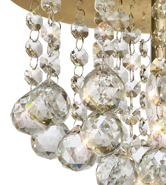 Deco Acton Flush Ceiling 1 Light E14, 250mm Round, Antique Brass/Sphere Crystal • D0185