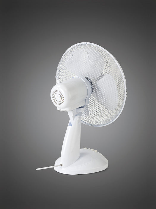 Deco Airo 40W 12", 3 Speed Oscillating Desk Fan, White • D0433