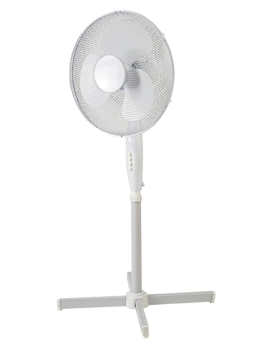 Deco Airo 45W 16", 3 Speed Oscillating Pedestal Fan, White • D0435