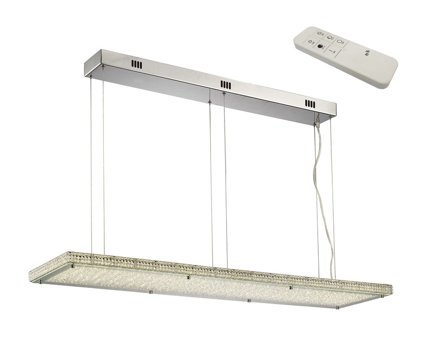 Diyas Amelia Linear Pendant 60W 5100lm LED C/W Remote 3000/6000K Stainless Steel/Crystal, ( COLLECTION ONLY ), 3yrs Warranty • IL80074