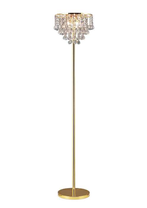 Diyas Atla Floor Lamp 4 Light G9 French Gold/Crystal, • IL30032
