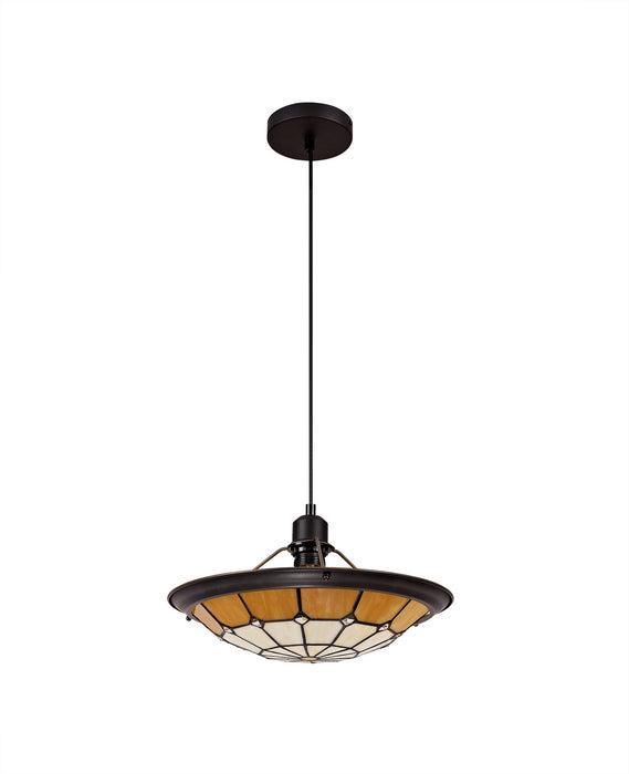 Regal Lighting SL-1476 1 Light 35cm Tiffany Pendant Cream And Beige With Clear Crystal Shade