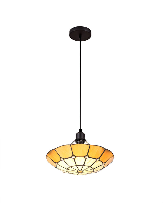 Regal Lighting SL-1476 1 Light 35cm Tiffany Pendant Cream And Beige With Clear Crystal Shade