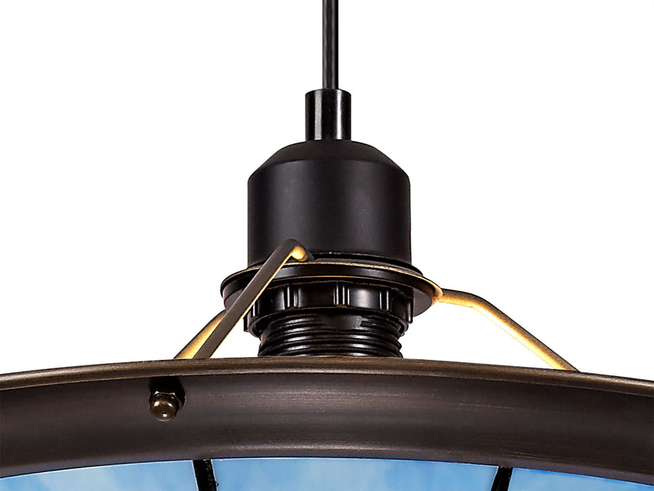 Regal Lighting SL-1474 1 Light 35cm Tiffany Pendant Cream And Blue With Clear Crystal Shade