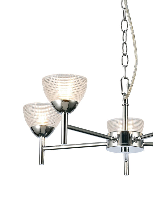 Deco Avalon Ceiling 5 Light G9 Pendant/Semi Ceiling, Polished Chrome With Clear Prismatic Glass • D0414