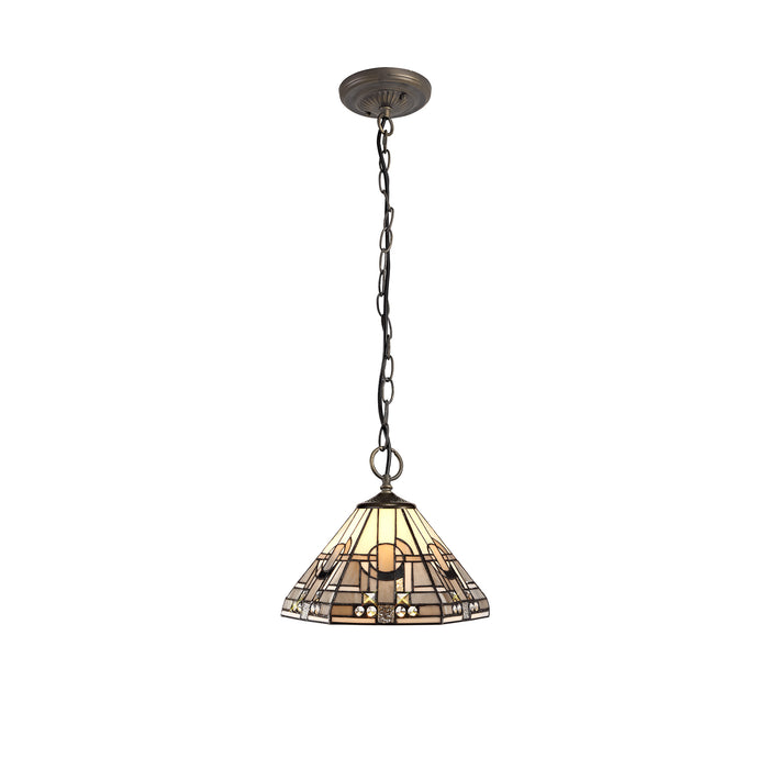 Regal Lighting SL-1466 3 Light 30cm Tiffany Pendant White And Grey With Clear Crystal Shade