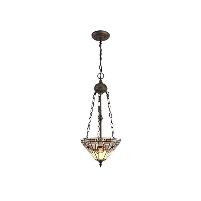 Regal Lighting SL-1463 2 Light 30cm Tiffany Uplighter Pendant White And Grey With Clear Crystal Shade