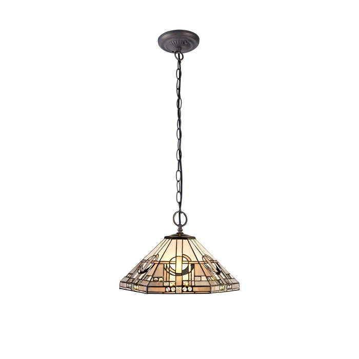 Regal Lighting SL-1457 2 Light 40cm Tiffany Pendant White And Grey With Clear Crystal Shade