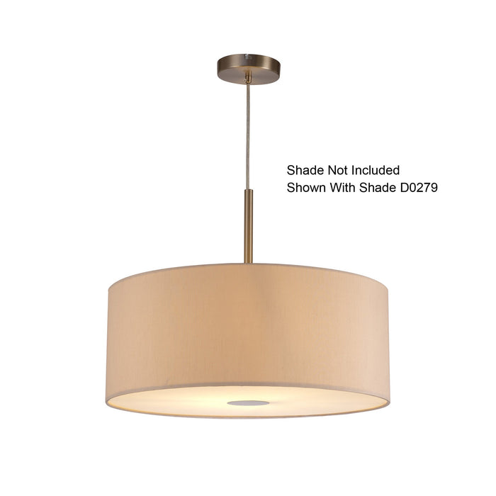 Deco Baymont Satin Nickel 1 Light E27 Universal 3m Single Pendant, Suitable For A Vast Selection Of Shades • D0335