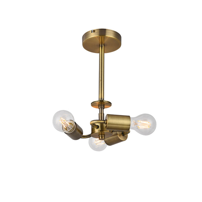 Deco Baymont Antique Brass 3 Light E27 Universal Semi Ceiling Fixture, Suitable For A Vast Selection Of Shades • D0337