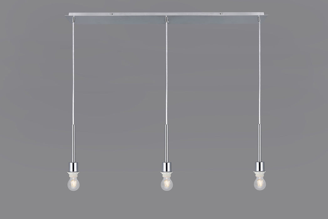 Deco Baymont Polished Chrome 3 Light E27 Universal 3m Linear Pendant, Suitable For A Vast Selection Of Shades • D0342
