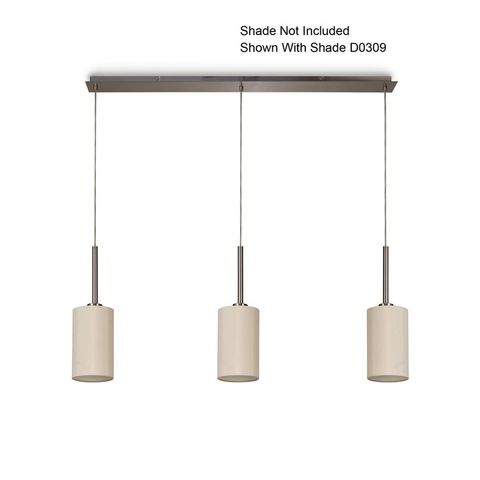Deco Baymont Satin Nickel 3 Light E27 Universal 3m Linear Pendant, Suitable For A Vast Selection Of Shades • D0344