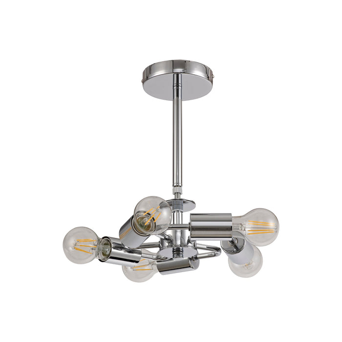Deco Baymont Polished Chrome 5 Light E27 Universal Semi Ceiling Fixture, Suitable For A Vast Selection Of Shades • D0506