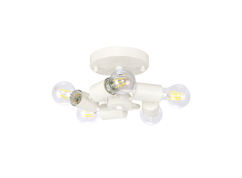 Deco Baymont White 5 Light E27 Universal Flush Ceiling Fixture, Suitable For A Vast Selection Of Shades • D0635