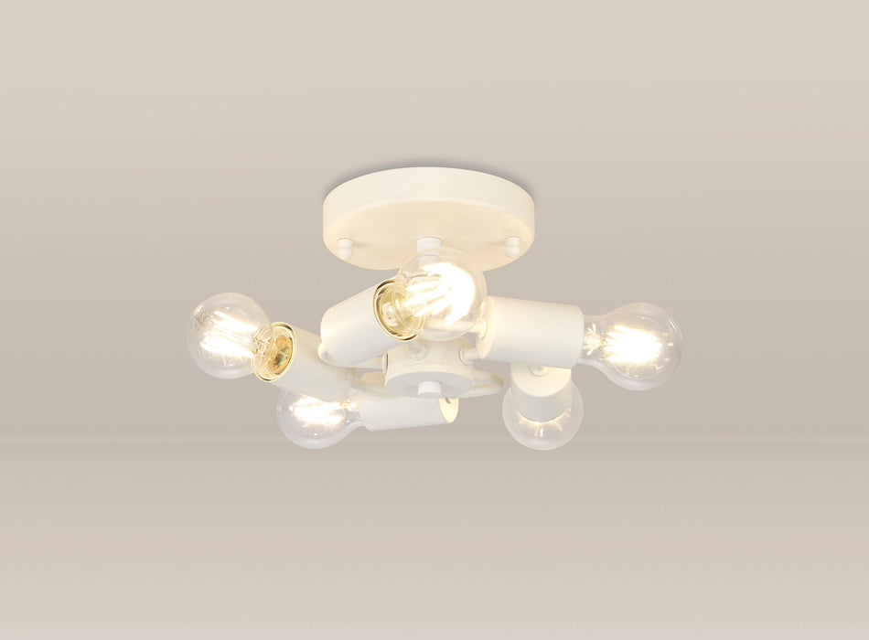 Deco Baymont White 5 Light E27 Universal Flush Ceiling Fixture, Suitable For A Vast Selection Of Shades • D0635