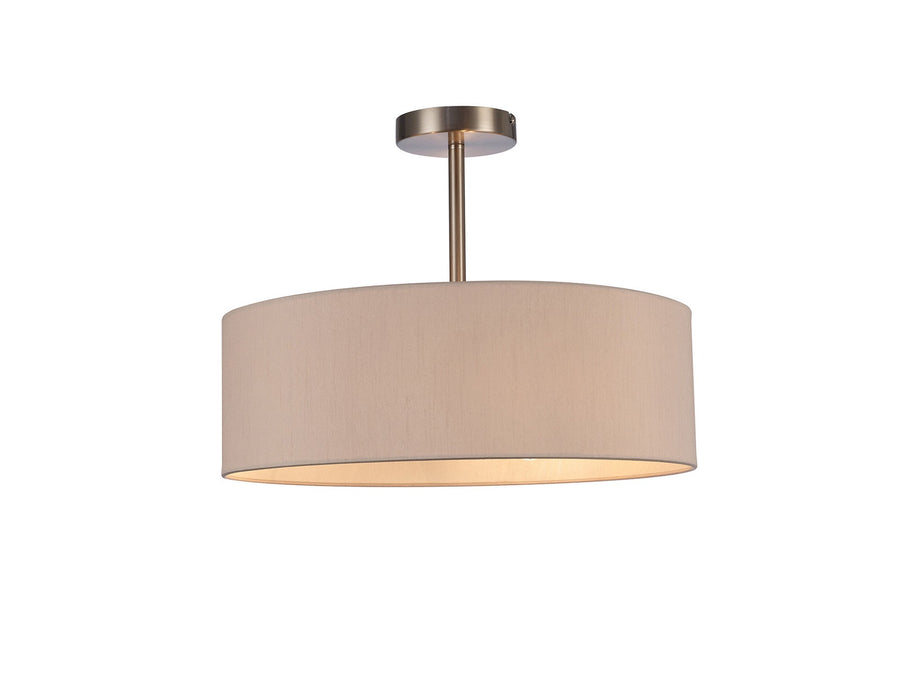 Deco Baymont Satin Nickel 3 Light E27 Universal Semi Ceiling Fixture, Suitable For A Vast Selection Of Shades • D0338