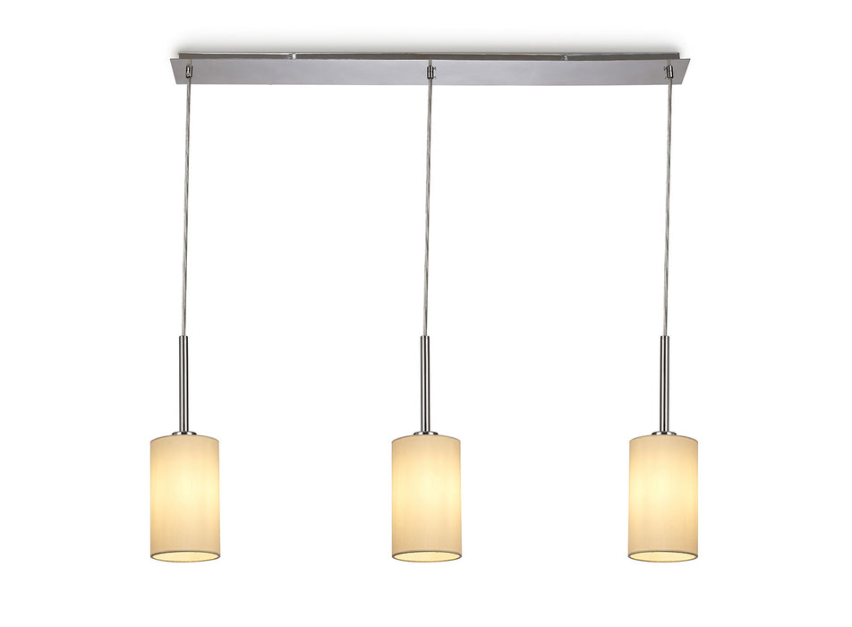 Deco Baymont Polished Chrome 3 Light E27 Universal 3m Linear Pendant, Suitable For A Vast Selection Of Shades • D0342