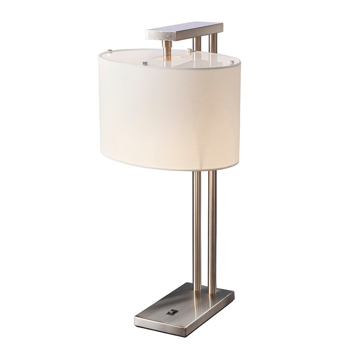 Elstead Lighting BELMONT-TL Belmont Single Light Table Lamp in Brushed Nickel Finish Complete With White Shade