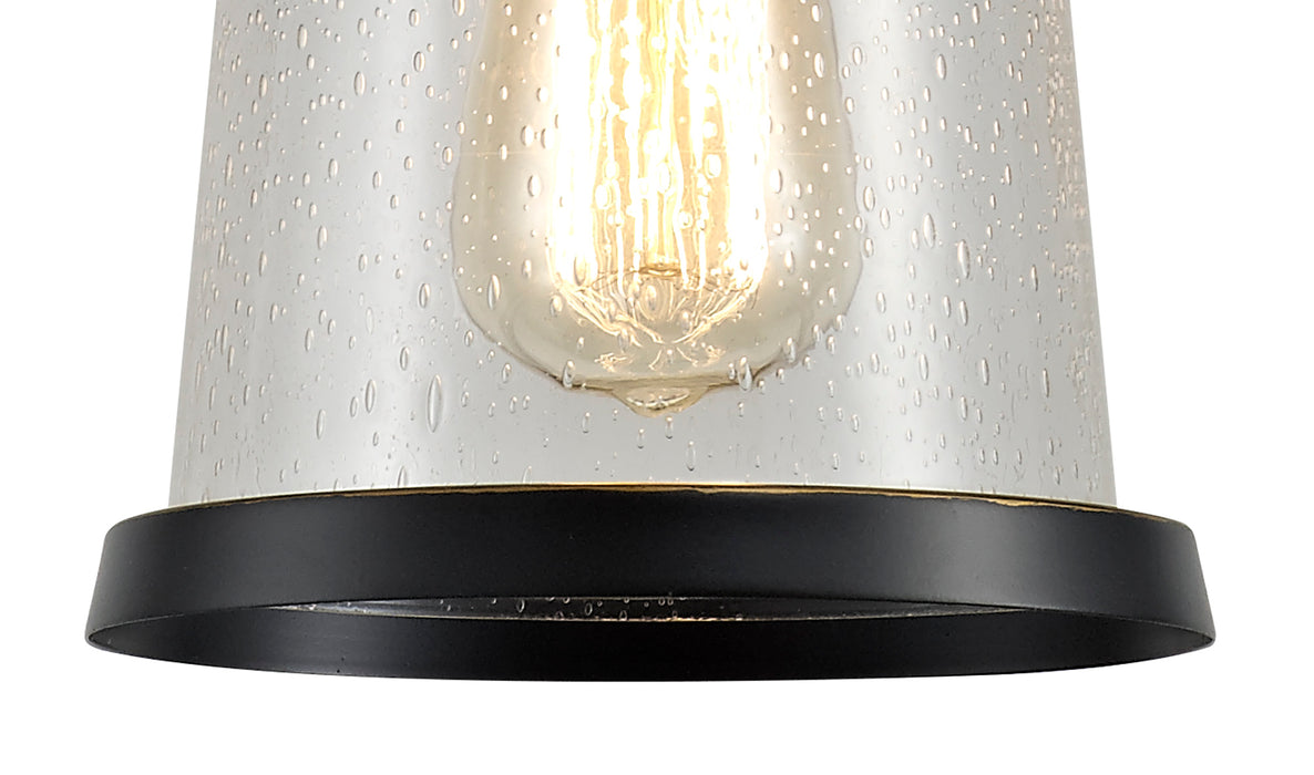 Regal Lighting SL-2100 1 Light Outdoor Ceiling Pendant Black And Gold With Clear Seeded Glass IP54