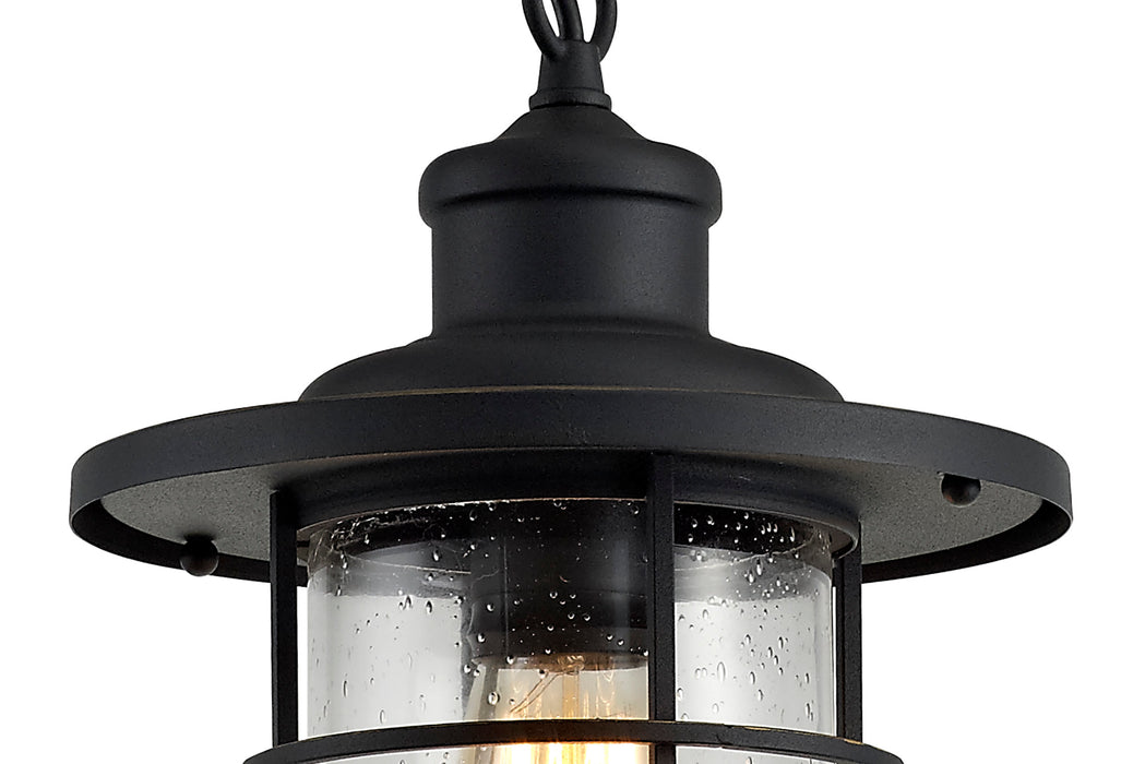 Regal Lighting SL-1988 1 Light Outdoor Ceiling Pendant Black And Gold With Seeded Glass IP54