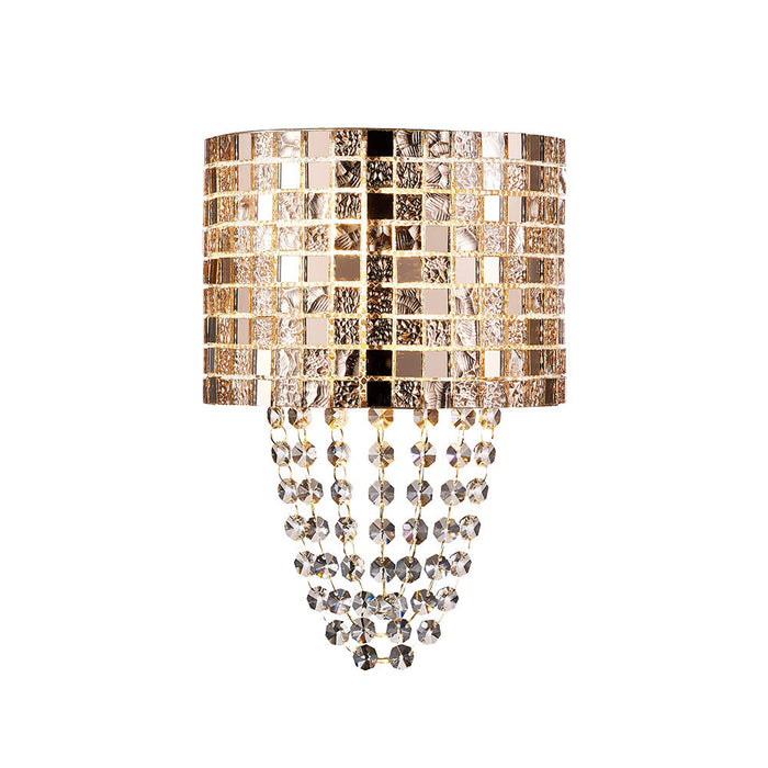 Diyas  Camden Wall Lamp 2 Light G9 Rose Gold/Mosaic Glass/Crystal • IL31621