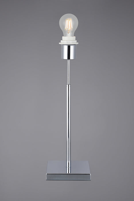 Deco Camino Square Base Small Table Lamp Without Shade, Inline Switch, 1 Light E27 Polished Chrome • D0346