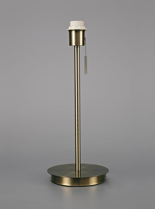Deco Carlton Round Flat Base Large Table Lamp Without Shade, Switched Lampholder, 1 Light E27 Antique Brass • D0373