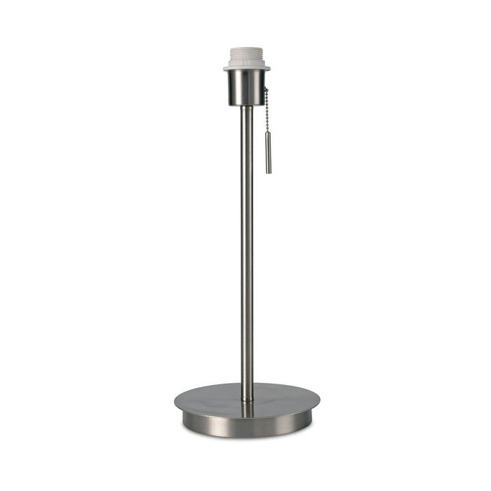 Deco Carlton Round Flat Base Large Table Lamp Without Shade, Switched Lampholder, 1 Light E27 Satin Nickel • D0374