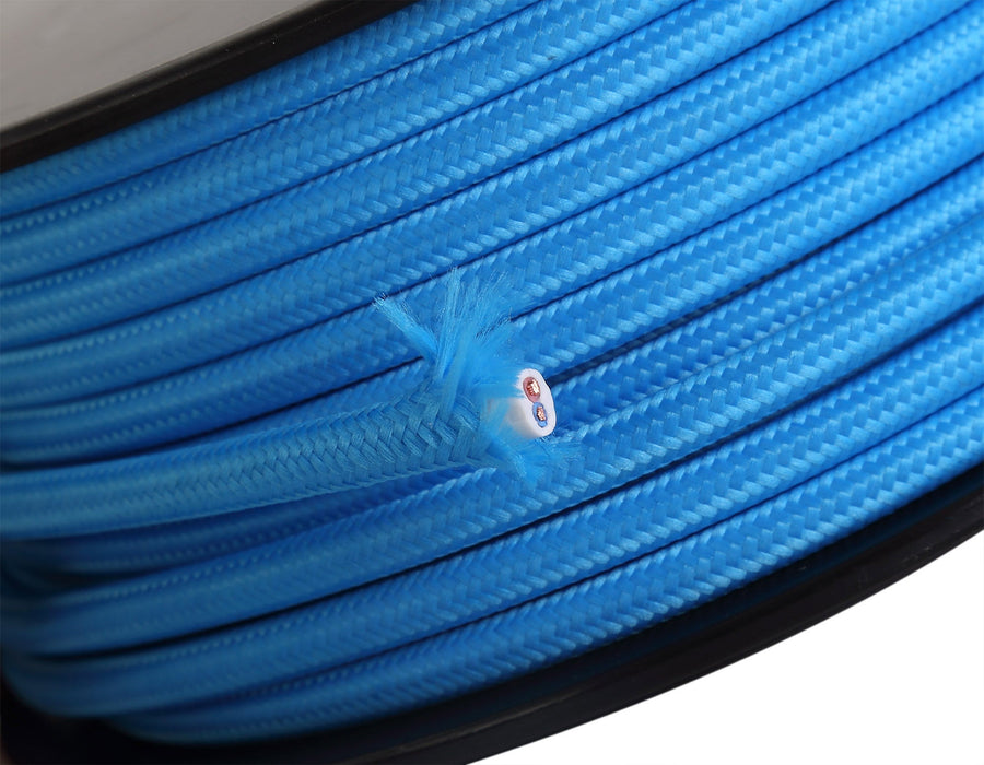 Deco Cavo 1m Blue Braided 2 Core 0.75mm Cable VDE Approved (qty ordered will be supplied as one continuous length) • D0196