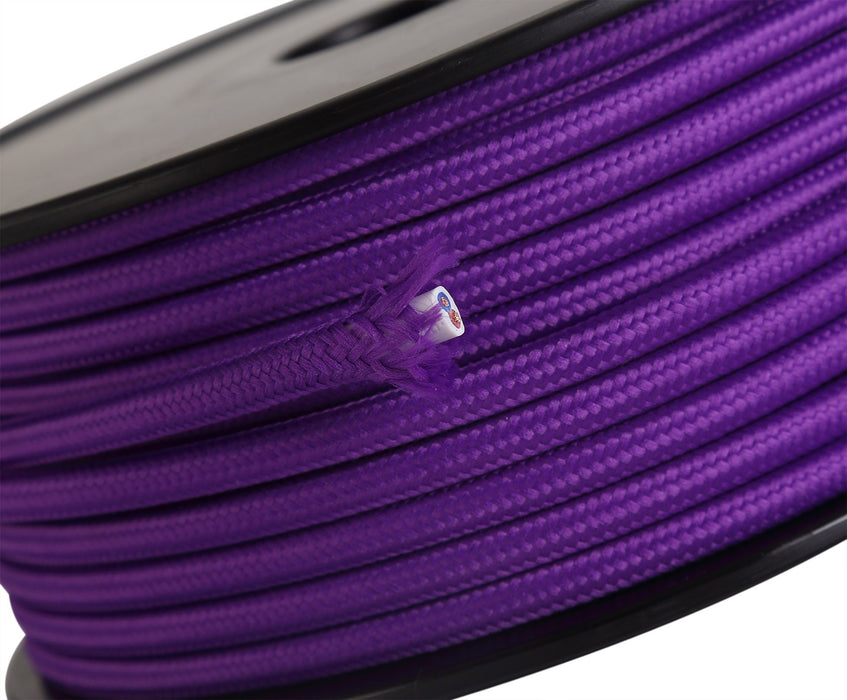 Deco Cavo 1m Purple Braided 2 Core 0.75mm Cable VDE Approved (qty ordered will be supplied as one continuous length) • D0198