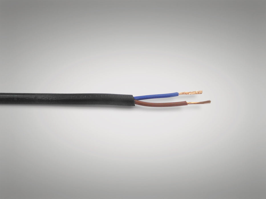 Deco Cavo 1m Black PVC 2 Core 0.75mm Cable VDE Approved (qty ordered will be supplied as one continuous length) • D0205