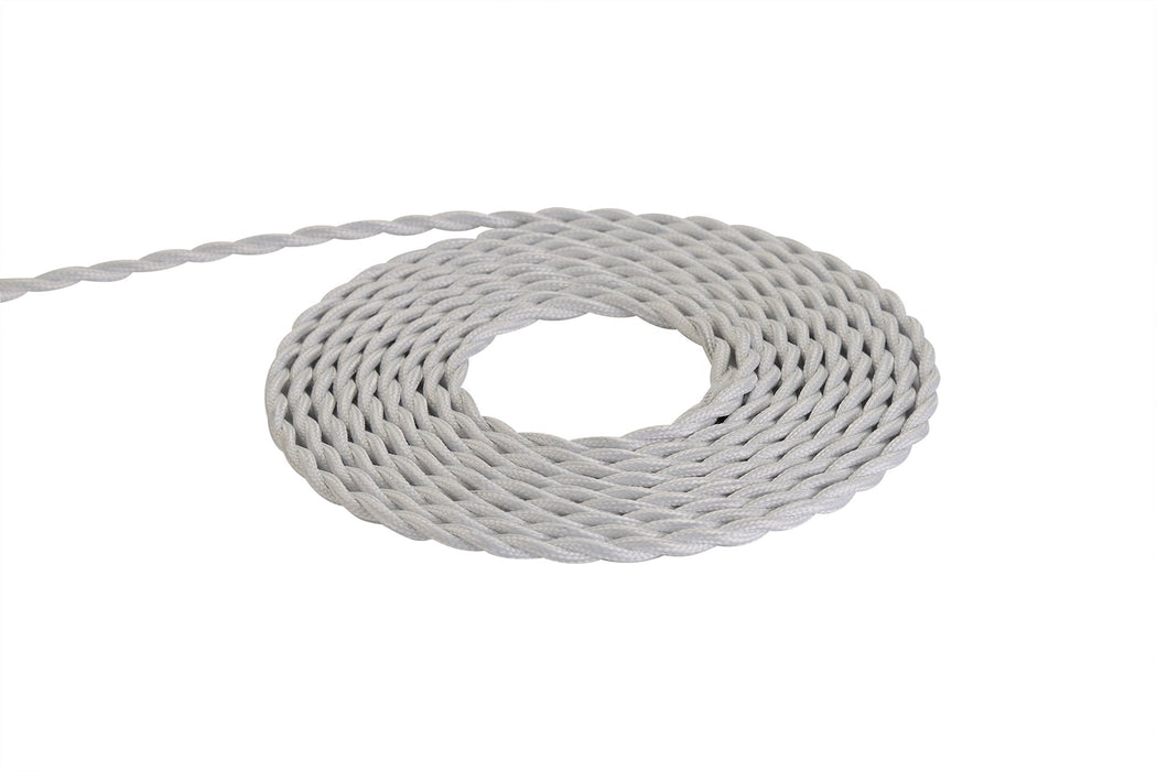 Deco Cavo 1m White Braided Twisted 2 Core 0.75mm Cable VDE Approved (qty ordered will be supplied as one continuous length) • D0242