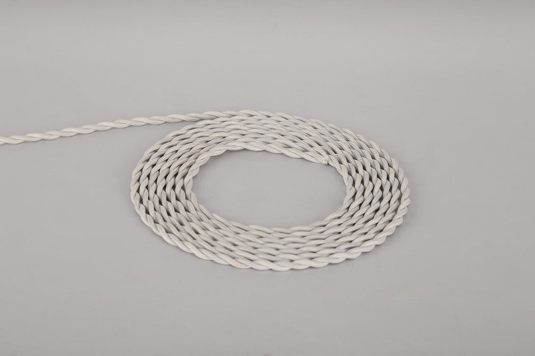 Deco Cavo 1m Cream Braided Twisted 2 Core 0.75mm Cable VDE Approved (qty ordered will be supplied as one continuous length) • D0243