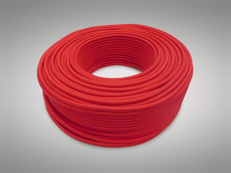 Deco Cavo 1m Red Braided 3 Core 0.75mm Cable VDE Approved (qty ordered will be supplied as one continuous length) • D0425