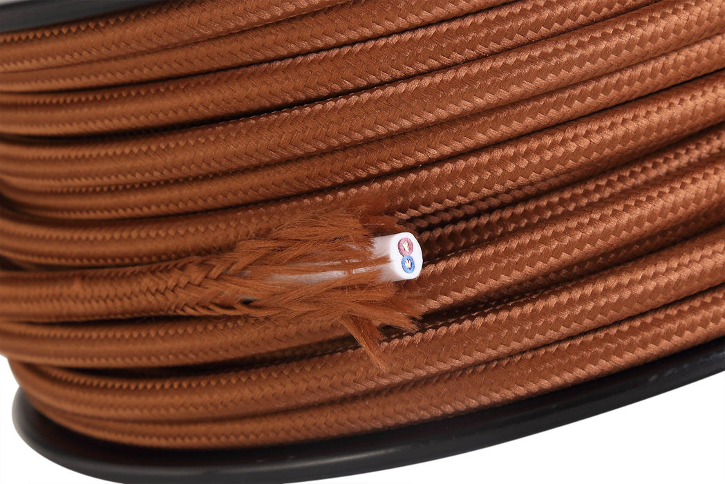 Deco Cavo 1m Dark Brown Braided 2 Core 0.75mm Cable VDE Approved (qty ordered will be supplied as one continuous length) • D0521