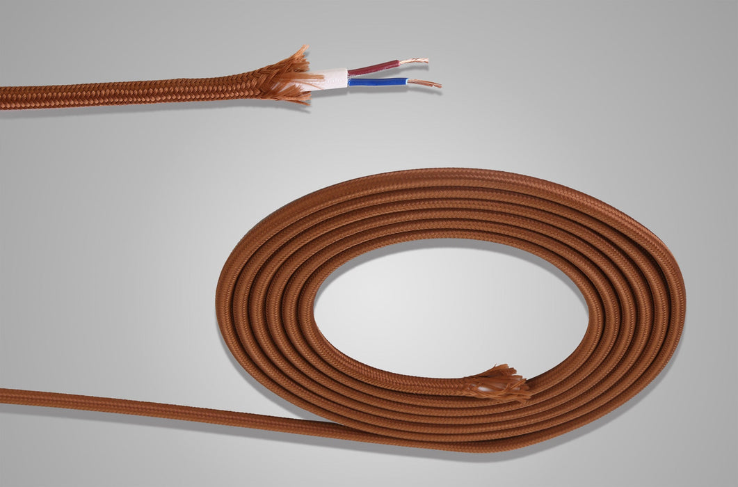 Deco Cavo 1m Dark Brown Braided 2 Core 0.75mm Cable VDE Approved (qty ordered will be supplied as one continuous length) • D0521