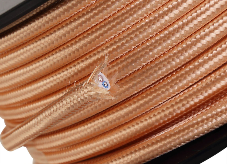Deco Cavo 1m Rose Gold Braided 2 Core 0.75mm Cable VDE Approved (qty ordered will be supplied as one continuous length) • D0525