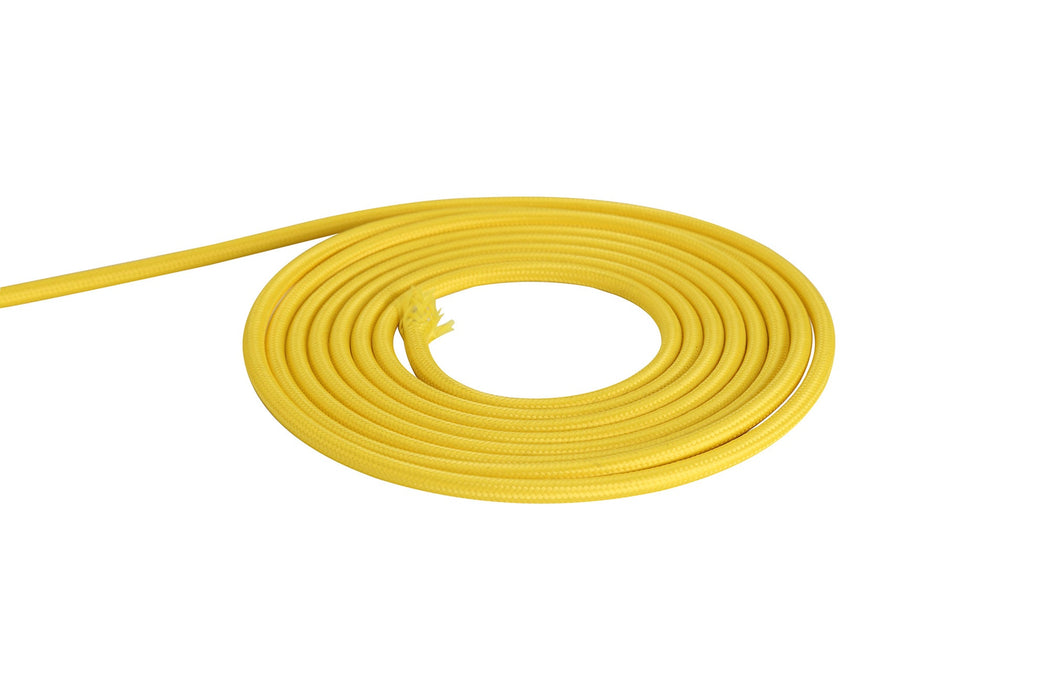 Deco Cavo 1m Yellow Braided 2 Core 0.75mm Cable VDE Approved (qty ordered will be supplied as one continuous length) • D0527